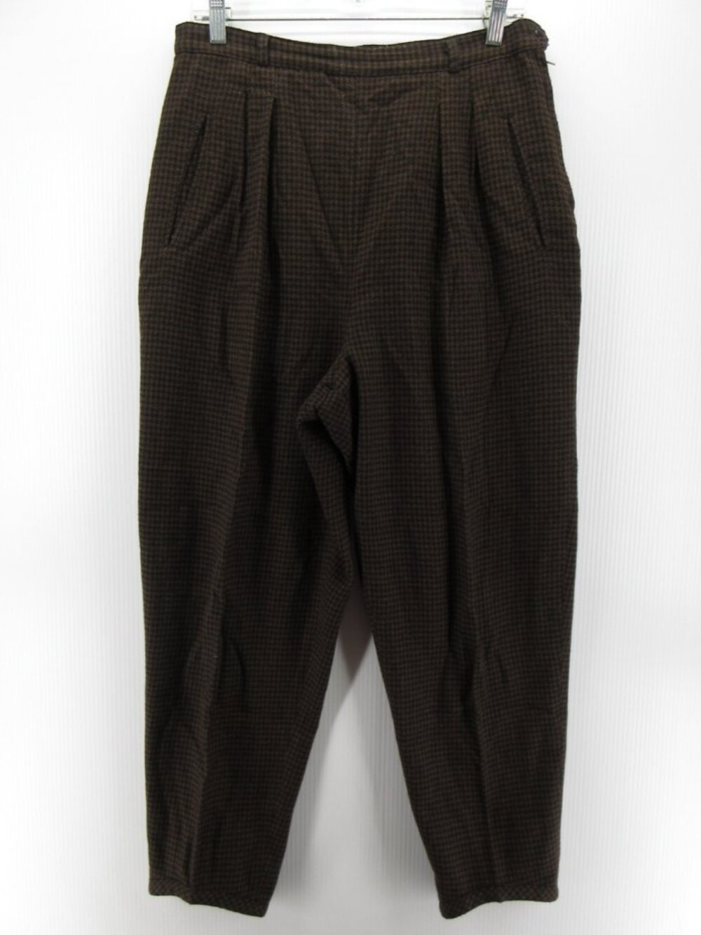 VTG Gap Pants 15 16 Wool Houndstooth Pleated Tapered Trousers Italy